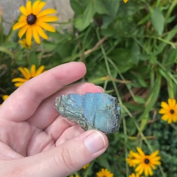 Labradorite crystal partially rough slab - Picture 3 of 6
